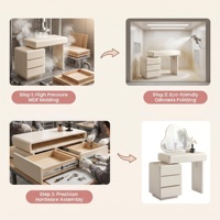 Coiffeuse moderne avec tiroirs, miroir LED réglable, table de maquillage en MDF, meuble de rangement pour hôtel et salon