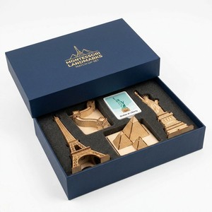 <span class=keywords><strong>Juego</strong></span> Educativo de <span class=keywords><strong>Geografía</strong></span> STEM con Tarjetas de Memoria de 3 Partes, Modelo de Monumentos Mundiales Famosos de Madera Montessori Personalizado - Product Image 4