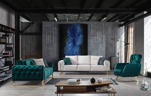 Divano Winforce in Velluto Bianco di Lusso, Design Moderno per <span class=keywords><strong>Soggiorno</strong></span>, Set di Divani Chesterfield per Casa, Hotel, Ufficio - Product Image 5