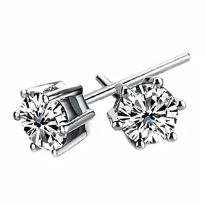 6MM classico sei artigli coreano 925 argento moissanite diamante orecchini a bottone stock per donne ragazze