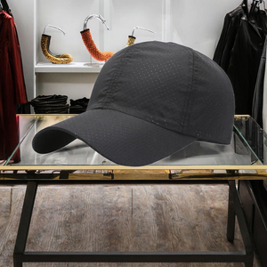 Casquette de baseball JX personnalisée pour homme, haute qualité, 6 panneaux, séchage rapide, avec logo PVC découpé au laser, trous perforés, 100 % polyester - Product Image 3
