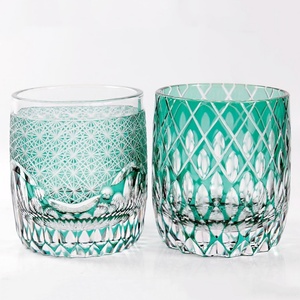 8 oz Roundish roches sculptées <span class=keywords><strong>à</strong></span> la main verre vert whisky gobelet violet <span class=keywords><strong>verres</strong></span> <span class=keywords><strong>à</strong></span> cocktail bleu ciel Edo Kiriko verre <span class=keywords><strong>à</strong></span> saké ensemble boîte-cadeau - Product Image 2
