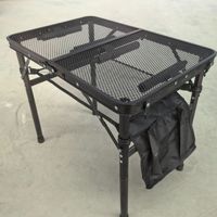 Table de camping pliante moderne et légère pour l'extérieur, hauteur réglable, pieds en alliage d'aluminium, design carré, 4 places