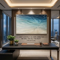 Pintura Abstracta Contemporánea del Océano sobre Lienzo, Acrílico con Textura Gruesa, Dibujo Manual 3D para Dormitorio/Comedor, Proyectos Hoteleros