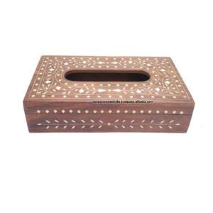 Boîte à mouchoirs en bois faite à la main, avec incrustation blanche, de forme rectangulaire pour Restaurant et hôtel, livraison gratuite - Product Image 1
