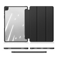 Étui pour Samsung Galaxy Tab A9 Plus, coque arrière rigide transparente avec porte-stylet, étui en cuir pliable à l'avant