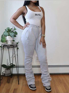 <span class=keywords><strong>Pantaloni</strong></span> da donna taglie forti in pile spesso <span class=keywords><strong>con</strong></span> coulisse e tasche posteriori, vita alta, modello stacked, autunno inverno 2020 - Product Image 3