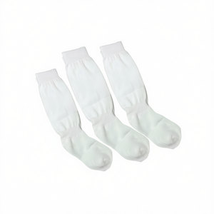 Chaussettes de football longues pour enfants et adultes, respirantes, jacquard, hauteur genou, style sport, 3 paires, blanc, spandex, polyester - Product Image 1