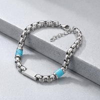 Bracelet pour homme en acier inoxydable, design unique, chaîne épaisse de perles, fait main, perles de pierres naturelles, bijoux de mode