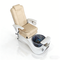 Nouveauté Équipement de salon Base blanche Chaise de soin des pieds de salon Chaise de pédicure de luxe sans tuyau avec bol en verre