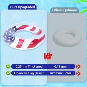 <b>Inflatable</b> USA Flag Pool <b>Float</b> 355 Inch Swim Ring for Kids Adults Lake Beach Red White Blue Patriotic Summer Pool Party Toy - Product Image 3