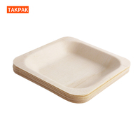 Assiettes en bois jetables pour servir gâteaux, snacks et sushis