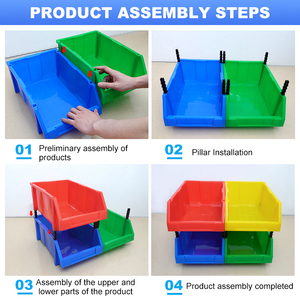 Contenedor de Almacenamiento con Frente Abierto, Caja de Plástico, Contenedores de Organización, Contenedores de Almacenamiento Apilables Sostenibles para Piezas de Herramientas de Almacén - Product Image 4