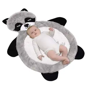 新款婴儿动物垫熊毛绒新生儿肚子时间游戏垫超柔软舒适毛绒动物地垫