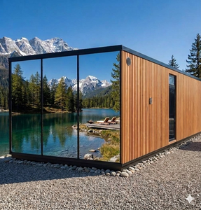 Mini-maison mobile avec cabine miroir et extérieur entièrement vitré pour retraites en pleine nature, glamping, parcs et locations <span class=keywords><strong>de</strong></span> vacances - Product Image 6