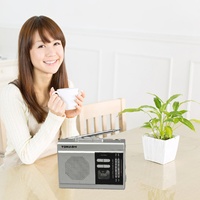 Reproductor de Radio Estéreo Clásico TOMASHI con Micrófono Incorporado, Conector para Auriculares, Ranura para Tarjeta TF, Conversión USB MP3, Estilo Walkman, Plateado