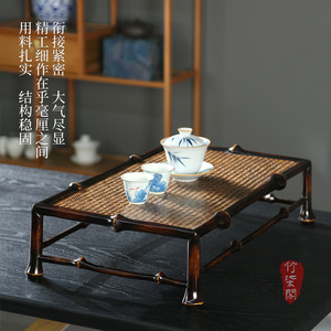 Bamboo <b>Tea</b> <b>Tray</b> With Woven Surface For <b>Tea</b> Serving Residential Use - Product Image 3