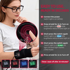 ซันพลัส 660 นาโนเมตร 850 นาโนเมตร ไฟ LED บำบัดด้วยแสงสีแดง ที่รัดข้อมือ บำบัดด้วยแสงอินฟราเรดใกล้ แสงสีแดงบำบัด แผ่นรัดข้อมือให้ความร้อน - Product Image 6