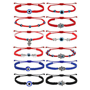 Pulsera de <span class=keywords><strong>la</strong></span> <span class=keywords><strong>amistad</strong></span> para hombre y mujer, cuerda trenzada ajustable, de <span class=keywords><strong>la</strong></span> suerte, hecha a mano, Color Rojo - Product Image 1