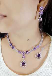 Collier Boucles d'Oreilles Ensemble de Deux Pièces pour Robe de Soirée de Mariage Accessoires Swat Proof Bijoux Indiens Accessoire Traditionnel en Gros - Product Image 2