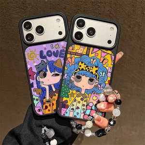 Cute Gradient Baby Girls <b>Phone</b> <b>case</b> for iPhone 17 16 15 14 Pro Max <b>charms</b> Curly chain Laser Butterfly Gilded Rainbow back Cover - Product Image 4