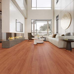 Suelo Vinílico SPC Moderno con Acabado Texturizado en Madera Rojo Marrón, Sistema de Click, para Sala de Estar - Product Image 1