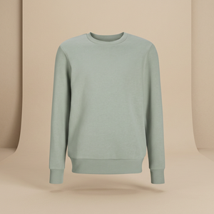 Sudadera Premium Verde Claro con Cuello Redondo, Mezcla de Algodón, Manga Larga, Puños Acanalados, Corte Regular, Informal, para Hombre, Moda de Invierno - Product Image 5