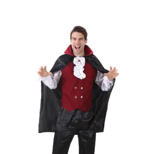 Cosplay Halloween Déguisement Vampire Hommes Manteau Noir Fête Costumée-HSG19294