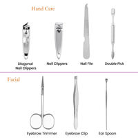 Coupe-ongles professionnel en acier inoxydable, ensemble de manucure, kit de toilettage de voyage, ensemble de manucure et pédicure, kit de beauté, 7 pièces améliorées