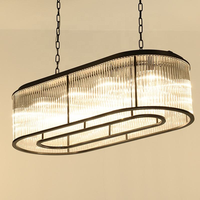 Lustre en verre moderne de luxe de haute qualité, finition noire polie, lampe suspendue rectangulaire moderne, luminaires pour salle à manger