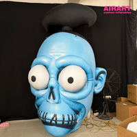 Modèle de tête de crâne bleue gonflable géante personnalisée 3M, accessoire d'horreur zombie pour la décoration de fête d'Halloween