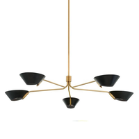Lustre LED suspendu moderne noir OEM pour salon, style loft, maison, Tunisie, avec abat-jour, idéal pour une ambiance rustique et champêtre