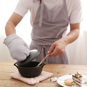 Solid Color <b>Kitchen</b> <b>Apron</b> Cotton Adult <b>Apron</b> For Cooking Daily Use - Product Image 2