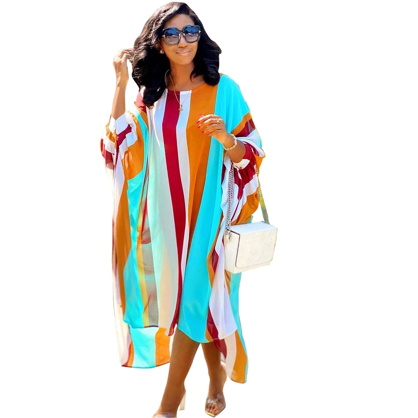 Buy In Bulk Three Quarter Sleeve Chiffon Dress Available in Plus Sizes |  Alibaba.com