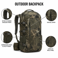 Sac à dos tactique personnalisé pour la chasse en plein air, système MOLLE, poche à eau modulaire, épaulettes rembourrées, libération rapide, durable, camping, randonnée