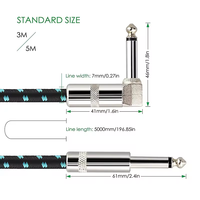 Cable de guitarra TRS de 6,35mm con reducción de ruido, línea de conexión trenzada macho a macho para altavoces, instrumentos musicales, guitarra eléctrica