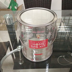 Cubo de Plástico Transparente Redondo con Tapa de Estaño y Base de Estaño, Diseño Personalizado de Fábrica, OEM - Product Image 4
