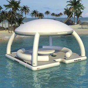 Estera flotante inflable Aqua banas con tienda, plataforma de ocio de agua de isla flotante inflable