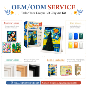 Kit de Peinture en Argile 3D Cadre Photo Ciel Étoilé Relief Artistique Non Toxique Style Van Gogh DIY Décoration Maison Cadeau OEM Vente en Gros - Product Image 6