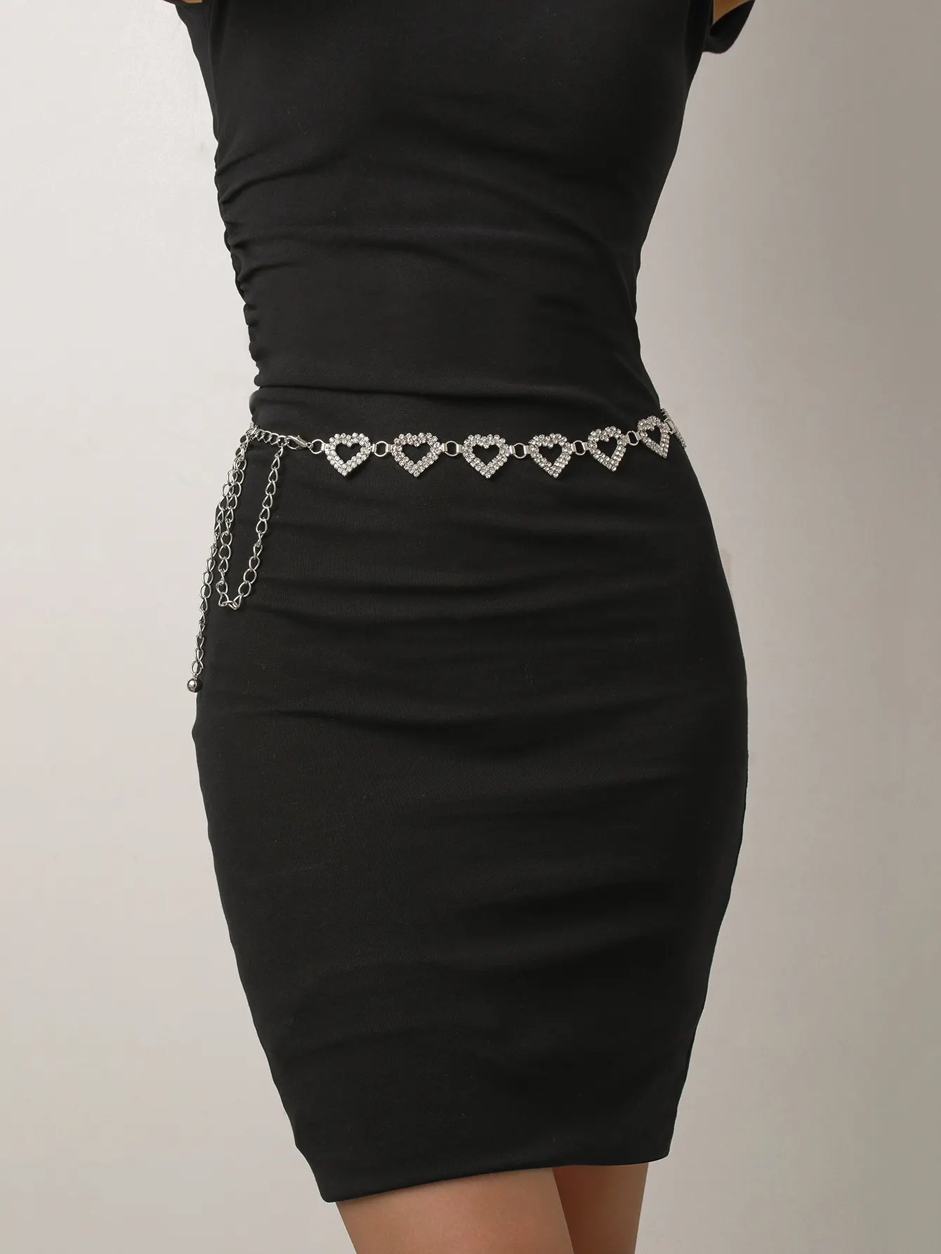 Venda quente corrente de cintura de strass coração barriga mulheres sexy punk boate rock corrente de corpo multicamadas