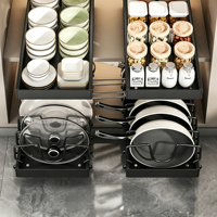 Organisateur de casseroles et poêles coulissant réglable pour armoire, étagère à vaisselle avec séparateurs amovibles, support de rangement en métal pour ustensiles de cuisine