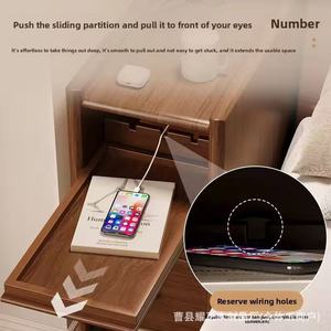 Solid <b>wood</b> bedside <b>table</b>, <b>small</b> and ultra-narrow living room bedroom bedside shelf, <b>small</b> bedside <b>table</b>, 20CM wall-mounted - Product Image 4