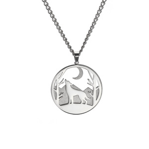 Lobo collar Luna nieve cadena Animal sobrenatural amuleto talismán regalo para mujer hombre chica joyería de acero inoxidable - Product Image 6