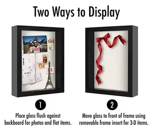 Bán buôn tùy chỉnh kích thước khung ảnh 4x6 6x8 8x10 A4 sáng tạo DIY Hoa Khô 3D gỗ bóng hộp khung - Product Image 4