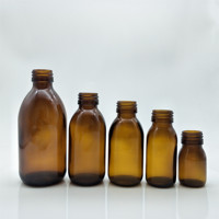 Bouteille en verre ambré pour boissons médicales et sirops avec bouchon à vis, disponible en 30 ml, 60 ml, 100 ml, 125 ml, 150 ml, 200 ml, 250 ml, 300 ml, 500 ml