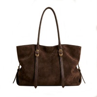 Sac fourre-tout souple en similicuir marron pour femme, avec bandoulière en cuir réglable, grande capacité, sac de luxe vintage pour le travail