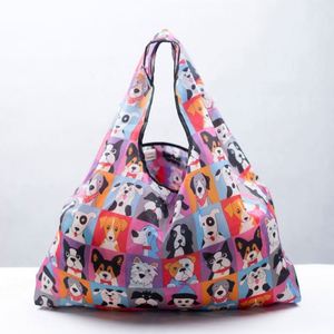Custom Cartoon Superet Foldable Tote Storage Bag Eco-friendly Reusable Waterproof <b>Folding</b> Shopping Bag in a Pocket - Product Image 5
