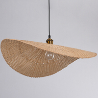 Lustre en forme de chapeau en bambou vintage, luminaire suspendu en rotin fait à la main, style asiatique, lampe en bambou, décoration de restaurant et de maison