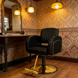Chaise de barbier hydraulique réglable et équipement de salon en cuir synthétique de qualité commerciale - Product Image 4