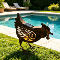 Sculpture d'oiseau minimaliste en métal rouillé à énergie solaire, pour décoration extérieure de patio et de jardin, directement de l'usine